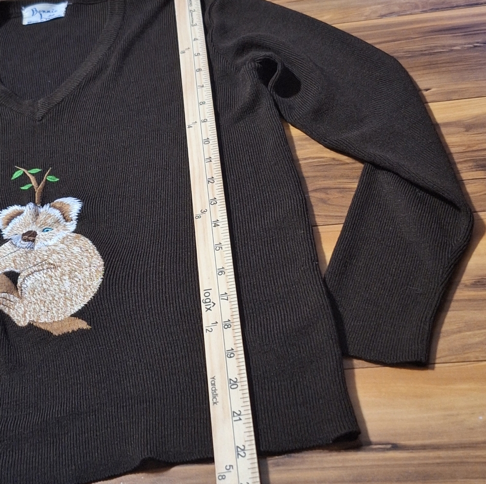 Leroy Vintage Medium Koala Bear Cottage Novelty Sweater Chocolate Brown - Picture 5 of 6